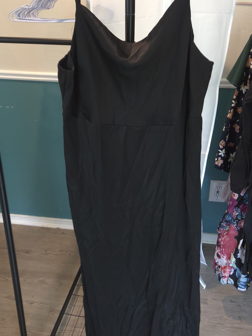 Old Navy Black Maxi Slip Dress with Slim Straps